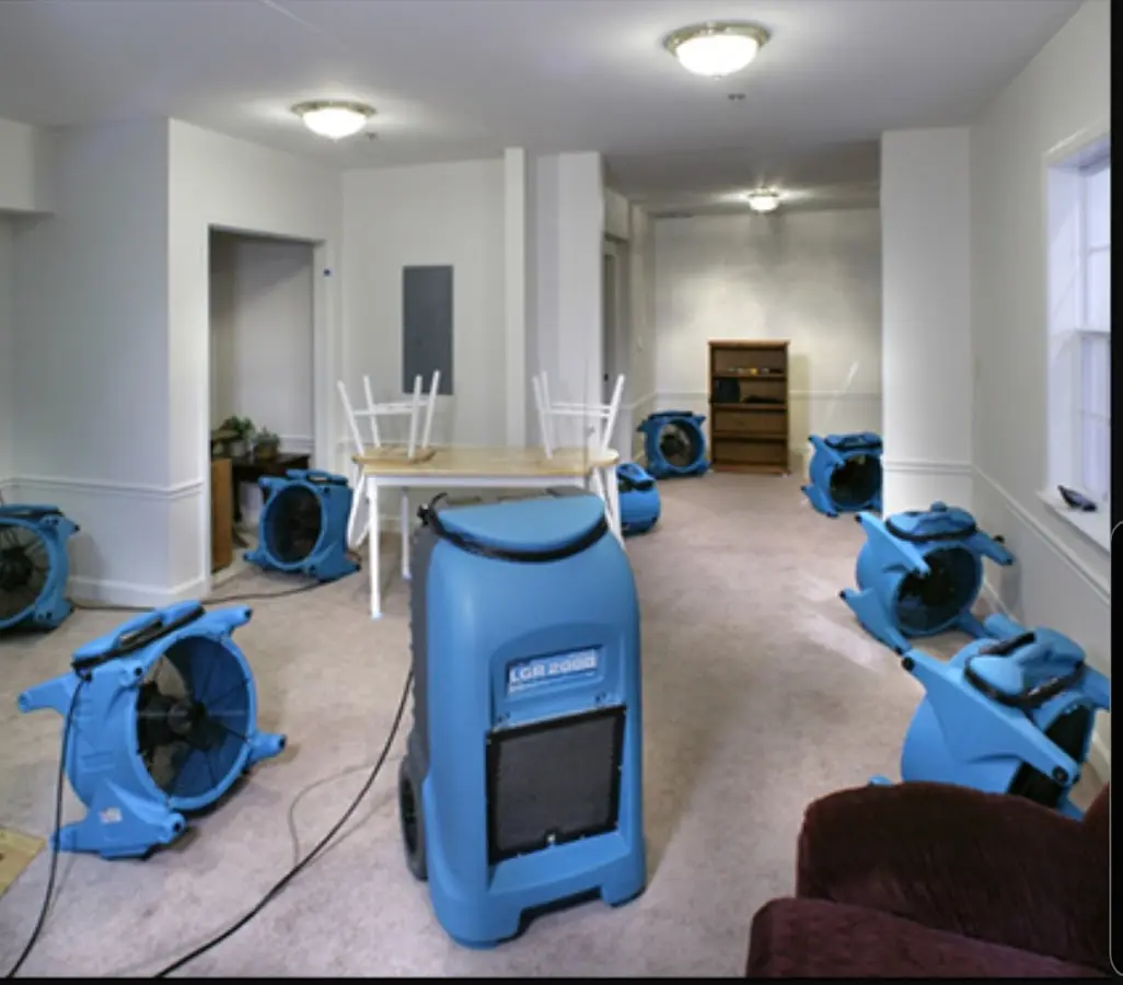 Air movers and dehumidifier setup for Water Extraction & Removal in Blue Springs